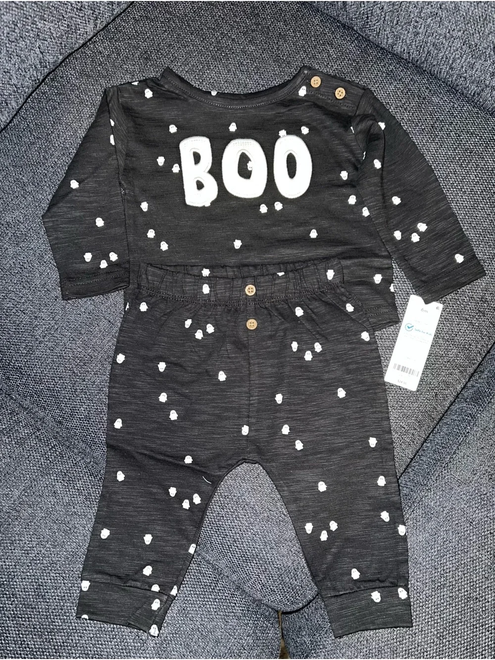 BOO Black Baby 2 Piece Set - Cute Ghost Print
